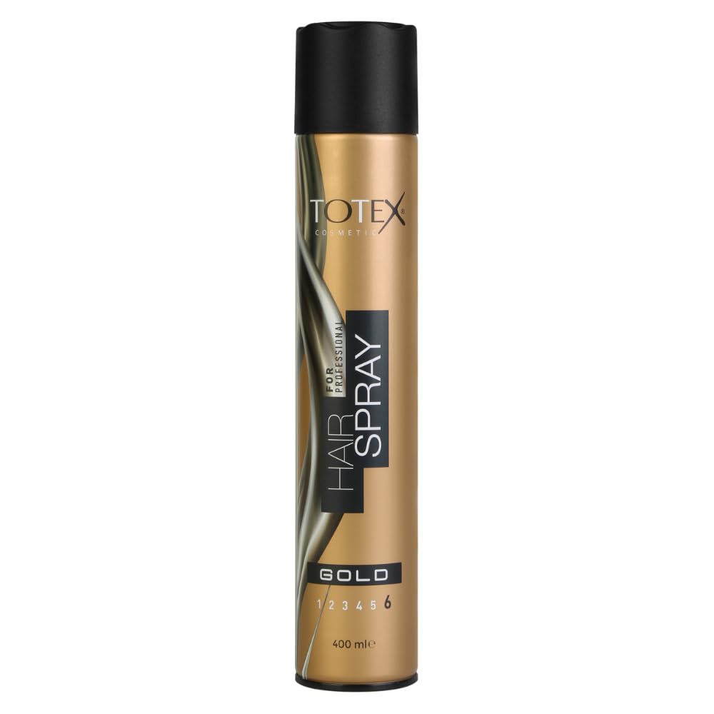 TOTEX Spray D'Aérosol Gold 400 ml | Tenue Meg Forte & Brillance Parfaite pour Coiffeurs | Formule Longue Durée | Usage P