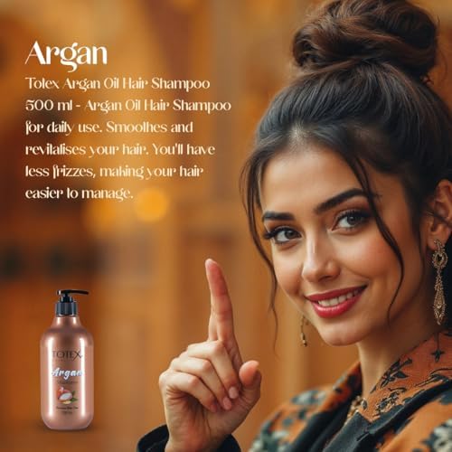 Totex Shampooing Capillaire Huile d'Argan | Soin Capillaire Uni Sexe Haute Qualité pour Cheveux Cassants et Abîmés 500 m