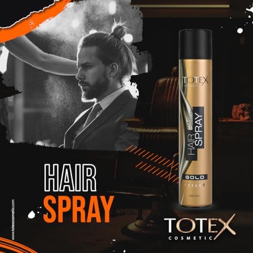 TOTEX Spray D'Aérosol Gold 400 ml | Tenue Meg Forte & Brillance Parfaite pour Coiffeurs | Formule Longue Durée | Usage P