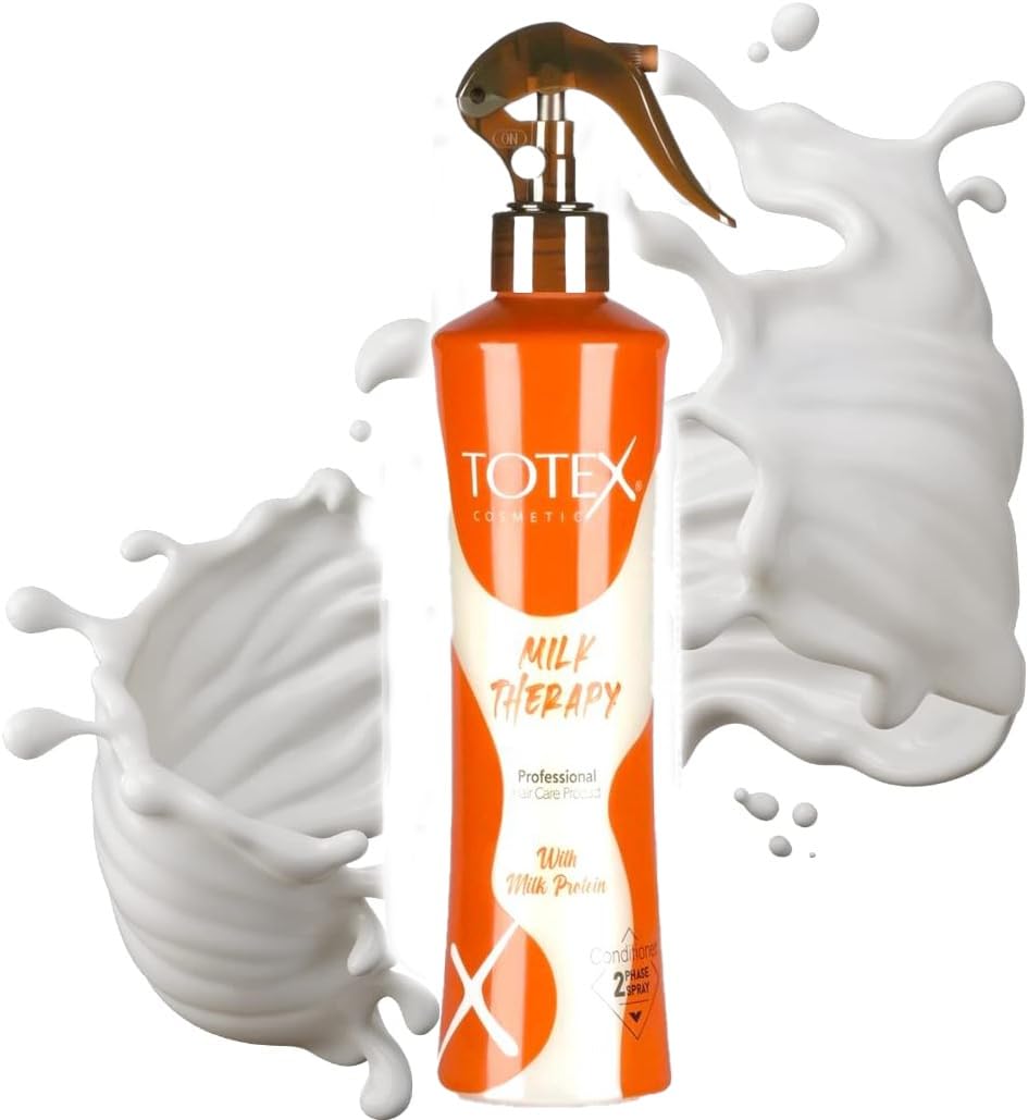 Spray Après-Shampooing Totex 2 Phases Milk Therapy Sans Rinçage Pour Cheveux Secs et Abîmés | Démêlant 400 ml