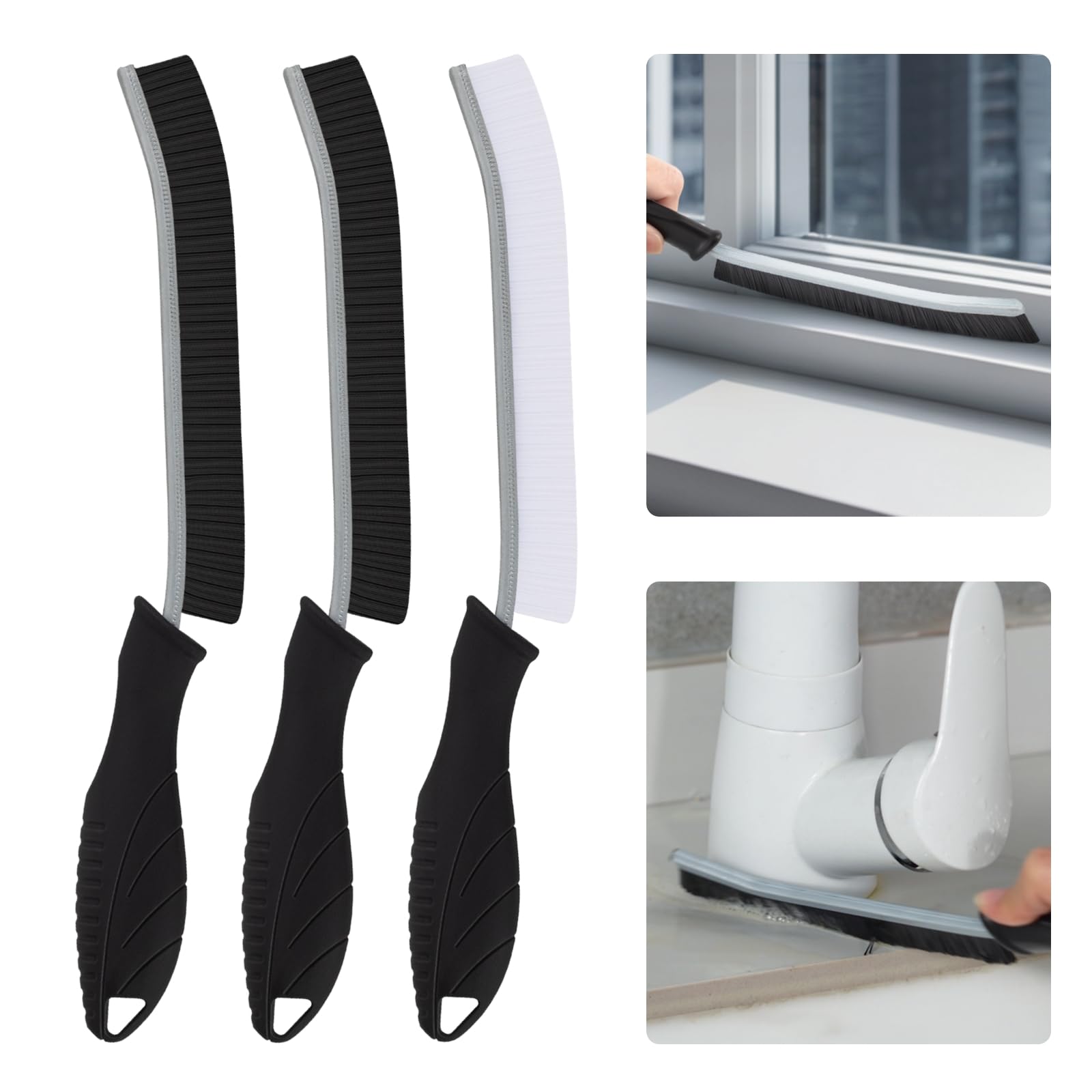 Brosse de nettoyage pour joints 3 poils durs Blacksanche Black 3 Noir Fournitures de nettoyage cuisine toilettes salle d