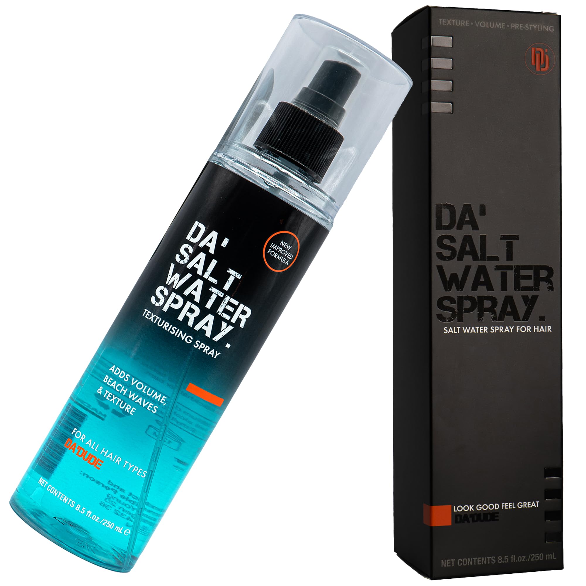 Da'Dude Da Salt Water Spray, Spray Eau de Mer Cheveux pour Hommes, Texture sur Plage, Eau Coiffante Revitalisante, 250 m